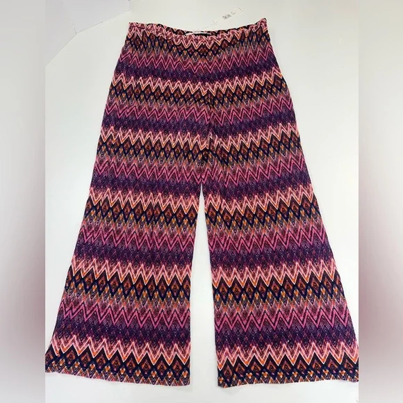 Trina Turk Crop Penelope Pant New With Tags Size Large Pink Purple Zig Zag Pants - Picture 2 of 11